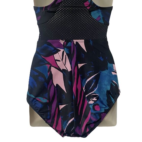 All In Motion Womens Size Small Zip-Front One Piece Swimsuit Racerback Laser Cut - Picture 9 of 13